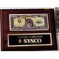 "Real" Million Dollar Bill on Walnut Wall Plaque